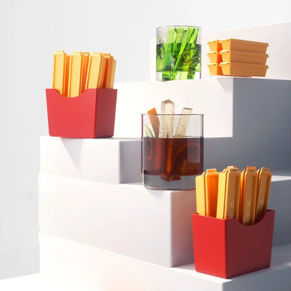 With Magnetic Storage Box French Fries Design Ice Mold Easy To Demould Rectangular Shaped Ice Cube Maker BPA Free Plastic
