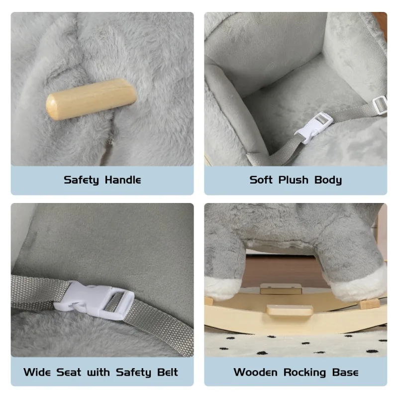 Children's Riding Swinging Elephant Toy Grey Plush Elephant Joystick Children's Riding Toy Nursery and Playroom Gift