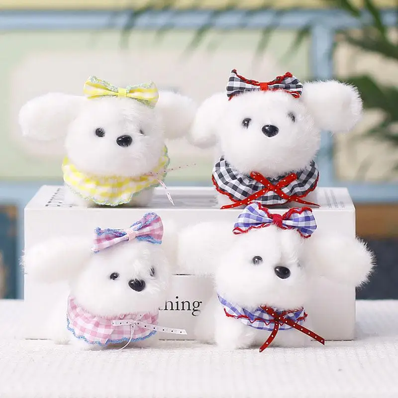 Cute Fluffy Plush Sheep Pig Hamster Keychain Lace Bow Multicolor Birthday Gift For Kids Girls