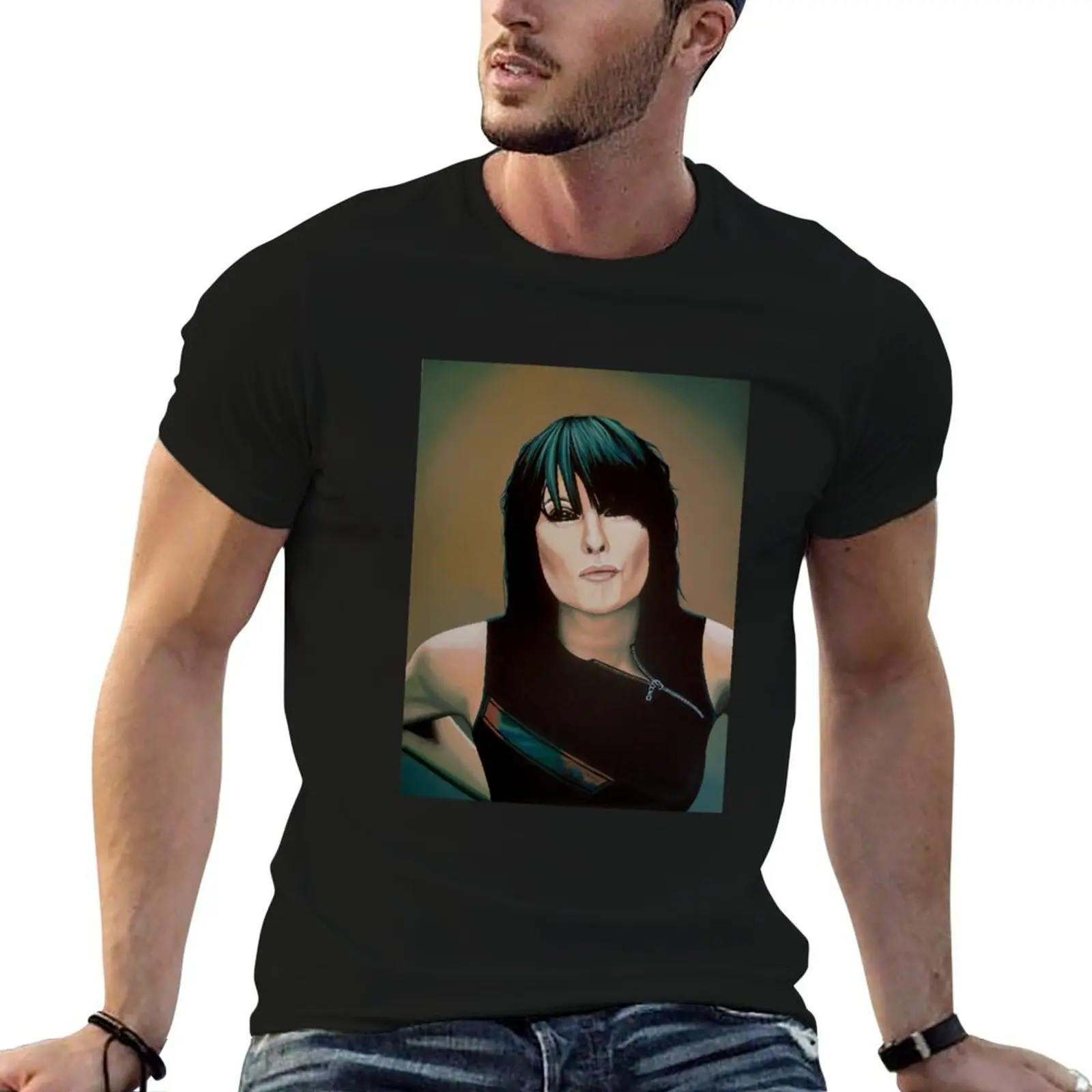 Chrissie Hynde Painting T-Shirt Running Performance Short Sleeve Tee