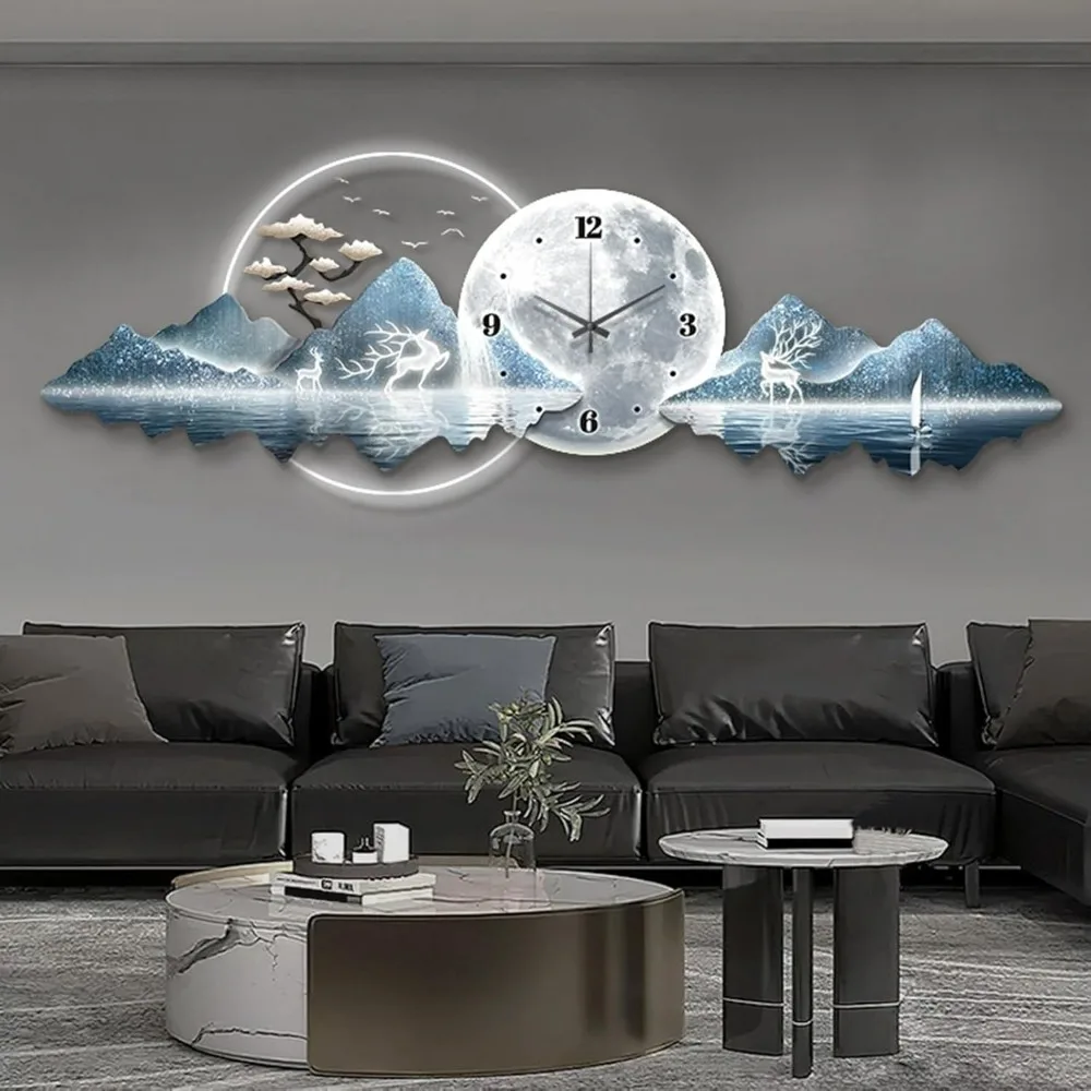 

XMLYSMYS 3D Wall Art Decor Clock, Wall Hanging Sculpture Painting with LED Light, Acrylic Material, for Bedroom, Living Room, Of