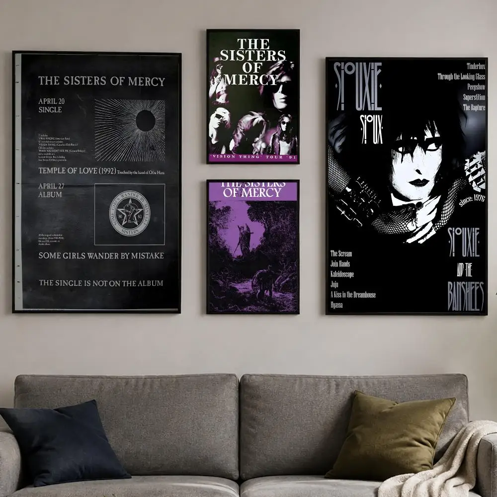 Rock Band The Sisters of Mercy Poster PP Self-Adhesive Bedroom Gaming Cafe/Bar Vintage Aesthetic Decor Ideal Gift