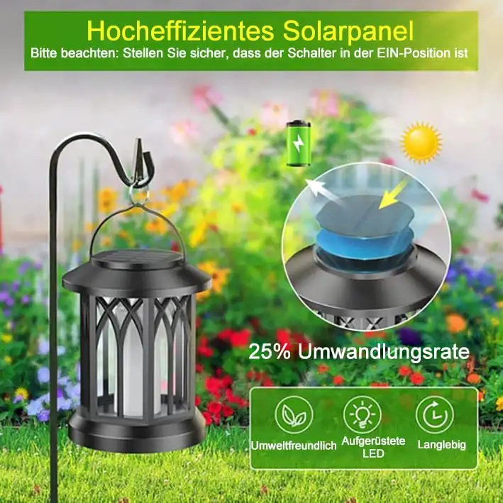 ترقية وامض لهب الشمسية فانوس في الهواء الطلق ضوء مقاوم للماء IP65 في الهواء الطلق الجدار مصباح حديقة مصابيح إضاءة للمناظر الطبيعية حديقة الديكور