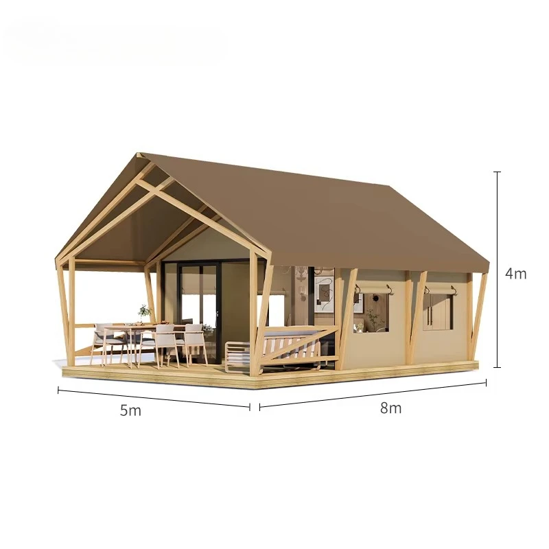customize Prairie Glamping Tent Wooden Outdoor Glamping Luxury Safari Desert Hotel Resort House Tents
