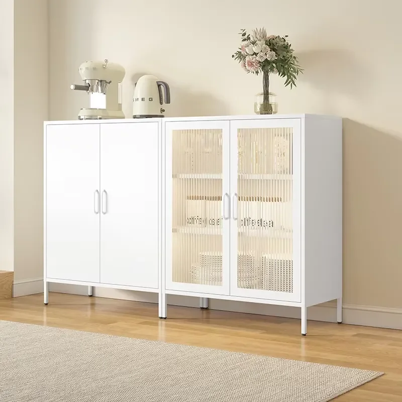 Factory Direct Living Room Buffet Cabinet Side Cabinet with Double Glass Doors and Drawers