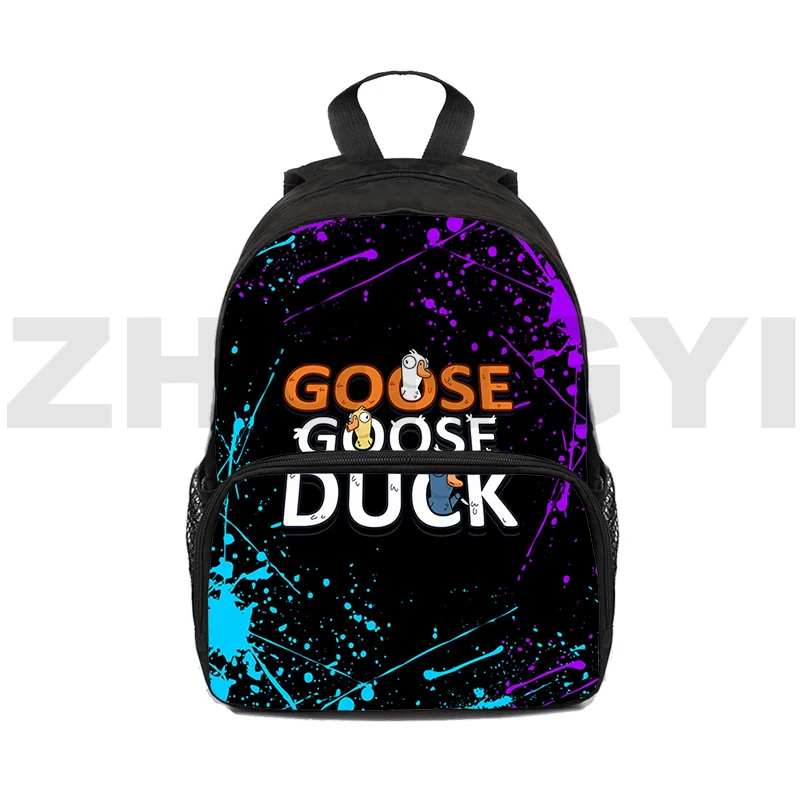 Korean Version College Style Goose Goose Duck 3D Backpacks Vintage Laptop Backpack Study Boy Schoolbags 16 Inch Crossbody Bag image 2