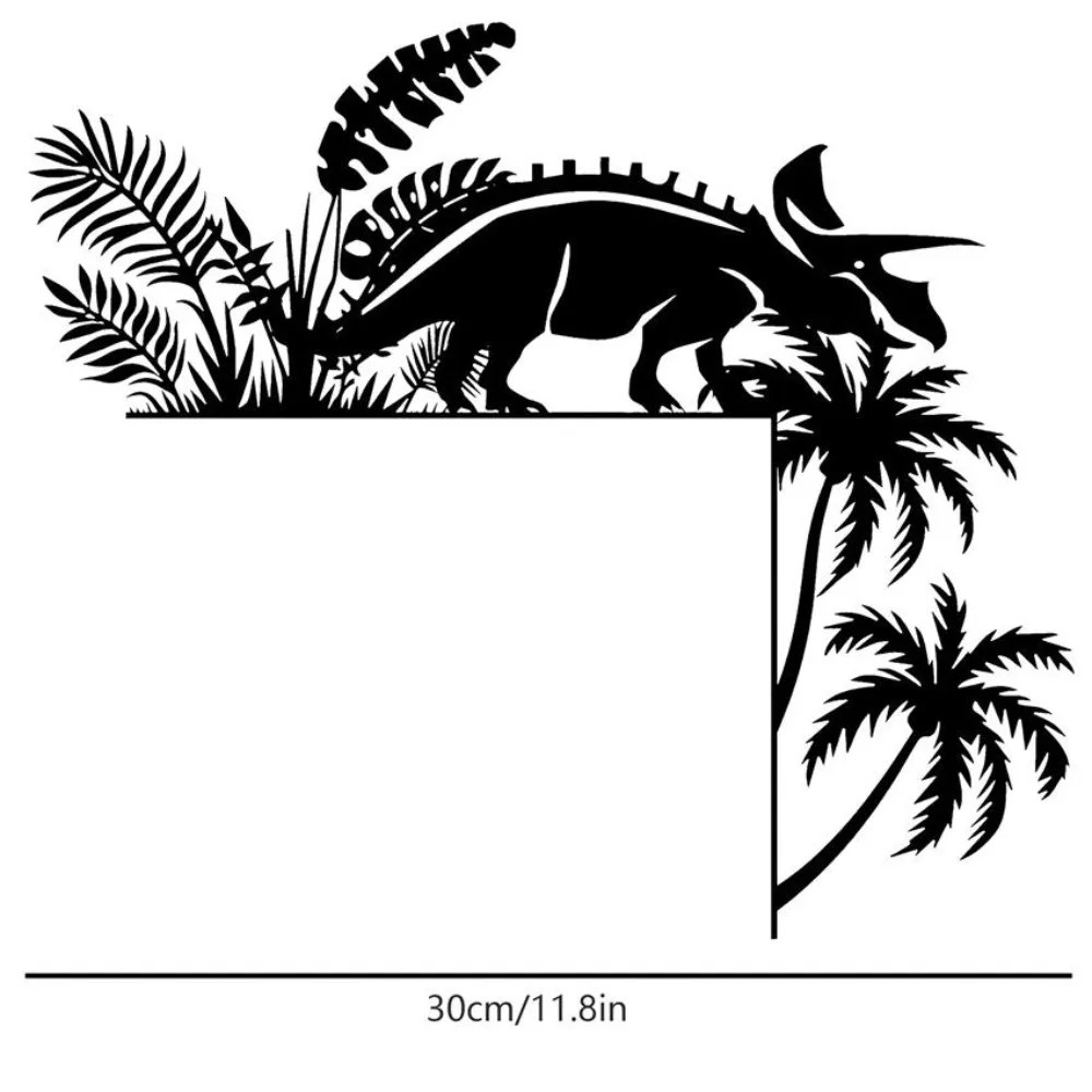 Iron Dinosaur Corner Wall Art, Black Creative Metal Hanging Decor for Home Door, Rustic Ornament Sculpture, Indoor Gift
