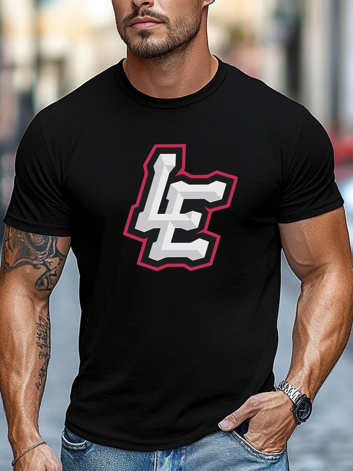 

Summer t shirt men 3D Alphabet Graphic 100% Cotton Soft Comfort Fit Round Neck Casual Breathable Tee Daily Wear Tops