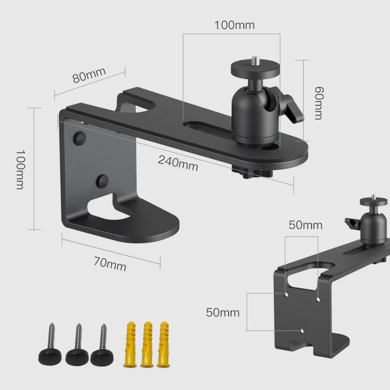 Projector Wall Bracket With Inch 1/4 Screw-Hole Platform 360° Adjustable, Load-Bearing 5Kg,For Micro-Projector