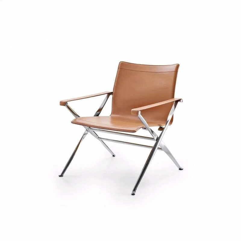 Saddle leather leisure single chair, villa sales office, reception and negotiation chair