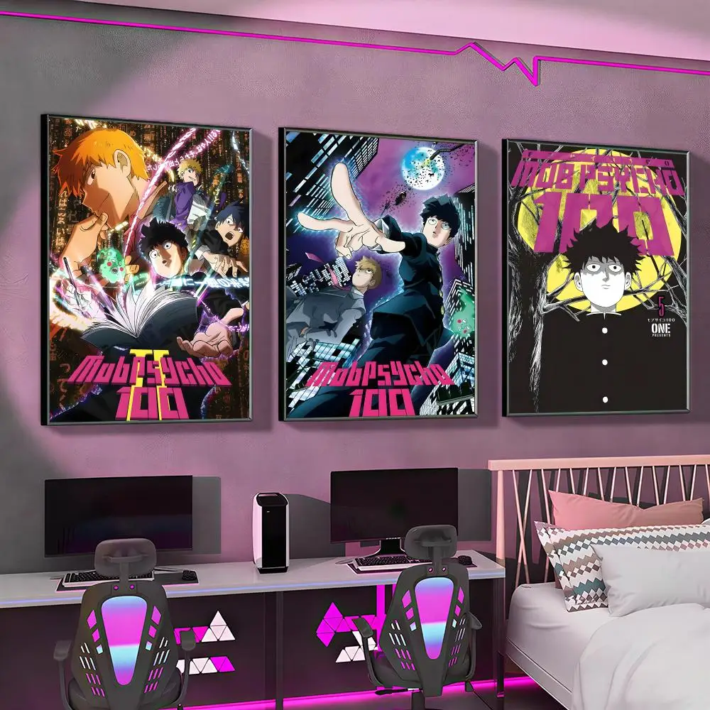 m-Mob Psycho 100 anime classic Poster Versatile HD Waterproof Wall Art Self-Adhesive Decor for Any Space Ideal Gift