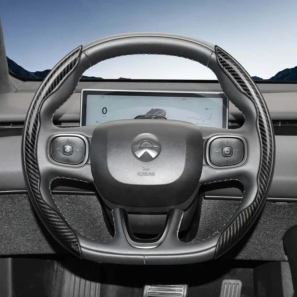 Suitable for Nio Carbon Fiber Texture Steering Wheel Cover with Segmented Quick-Release Design, Durable, for Models Such as Et5