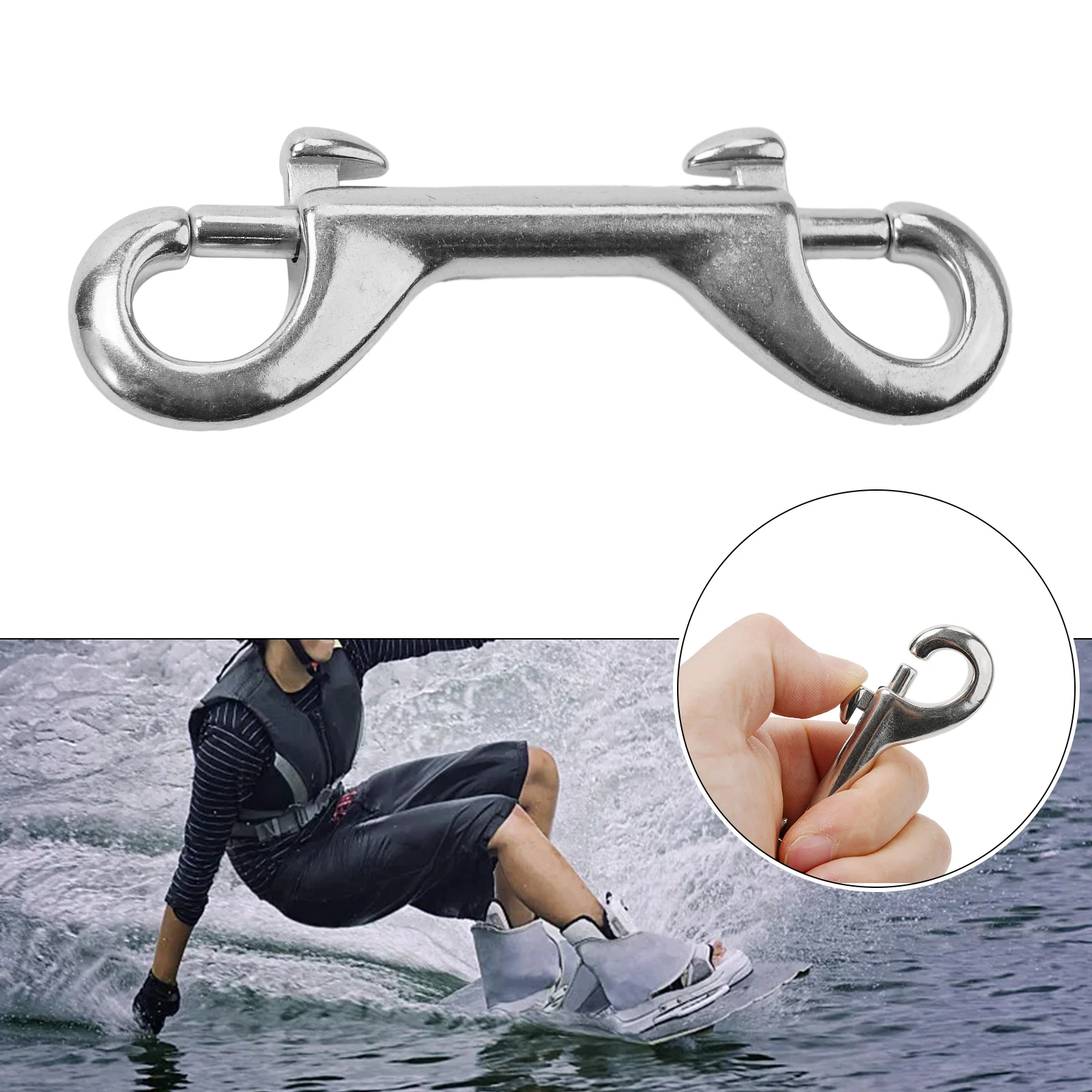 90/100/115mm Snap Hook Scuba Diving Quick Carabiner Swivel Eye Bolt Double Ended Snap Bolt Hook Clip 316 Stainless Steel