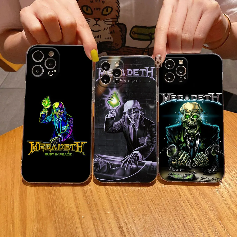 M-Megadeths Rust in Peace Band Phone Case For iPhone 11 15 14 Pro Max 12 13 Mini 16 Pro Plus X S 8 7 Cover Soft Transparent Case