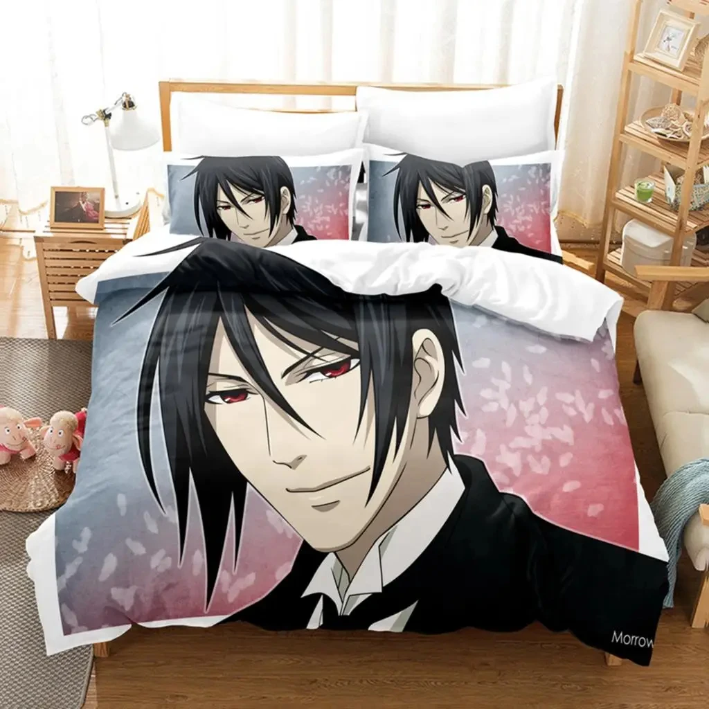 Imagem -05 - Black Butler Butler Anime Bedding Conjunto para Crianças e Adultos 3d Print Twin Queen Size Capa de Edredão Fronha Meninos Meninas Cama