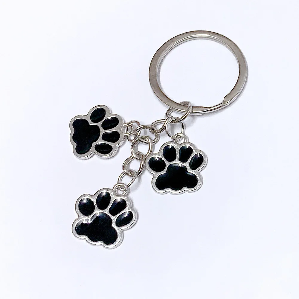 

Cute Enamel Keychain Cat Dog Paw Key Ring Footprints Key Chains For Women Men Handbag Accessorie DIY Handmade Jewelry Gifts