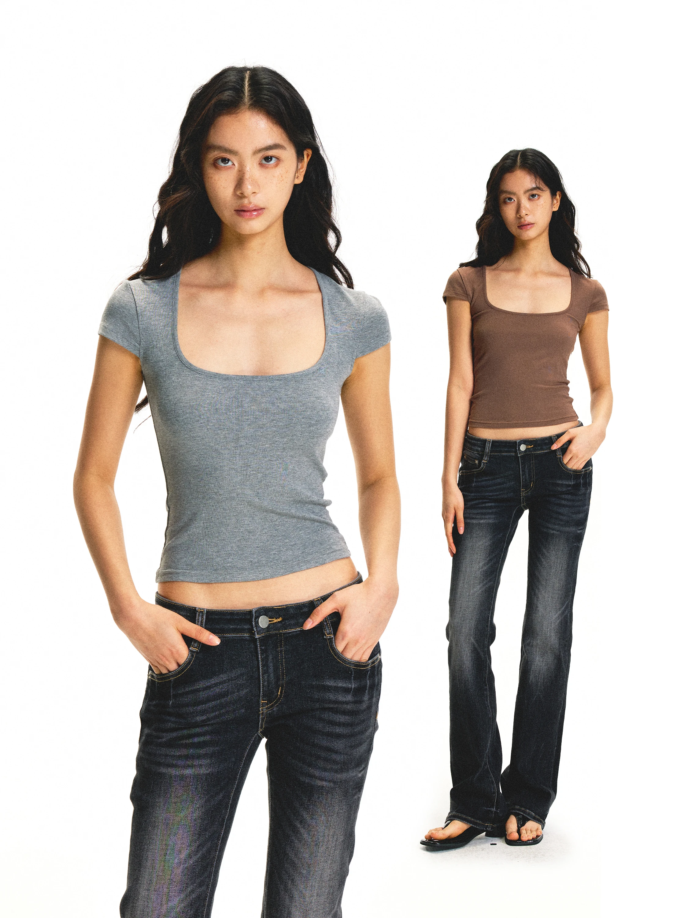 

Женская летняя футболка UnderStr Slim Fit с коротким рукавом и U-образным вырезом, стандартная ширина плеча, в американском стиле, для повседневной носки