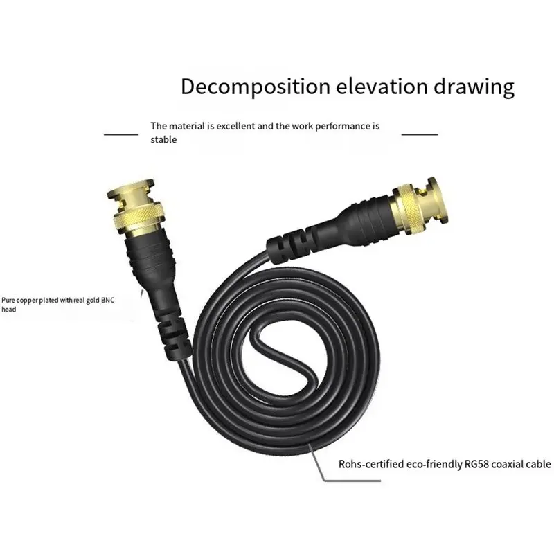 PHILE-P1062 Pure Copper BNC To BNC Test Lead 1M Cable Gold Plated Connectors For Oscilloscopes 500V 5A Wire