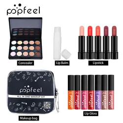 POPFEEL Makeup Sets Cosmetic Kit Full Professional Concealer Lipstick Lip Oil Gloss with Make Up Gift Set for Miss Women Bag