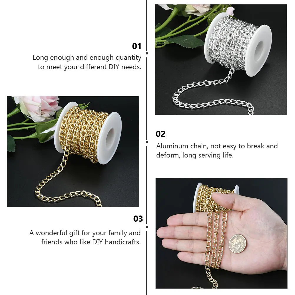 

DIY Aluminium Chain Necklace Link Jewelry Making Bulk Durable Metal Cable 120cm for Handicrafts Aluminium Curb Chain