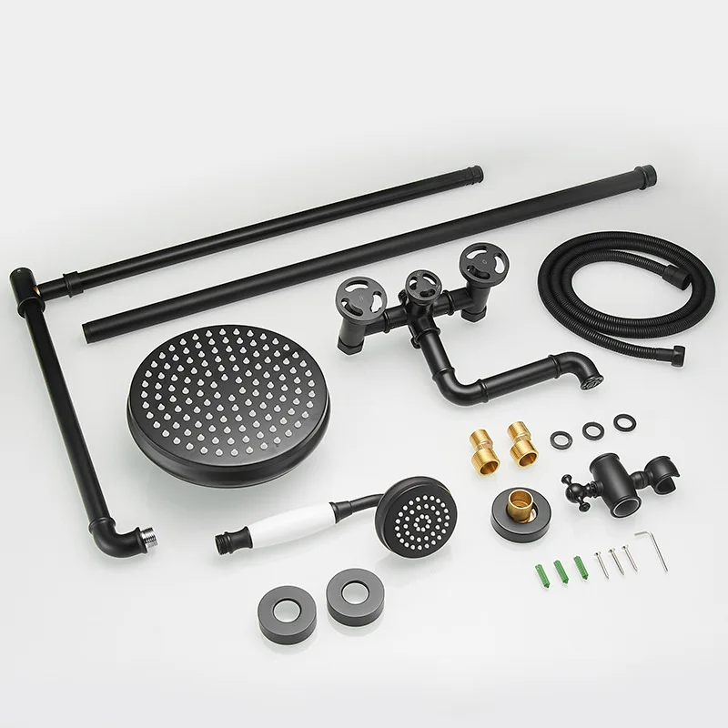 Sistema doccia calda e fredda a parete in stile industriale per set da bagno dell'hotel con set doccia con valvola mista in ottone SF6007