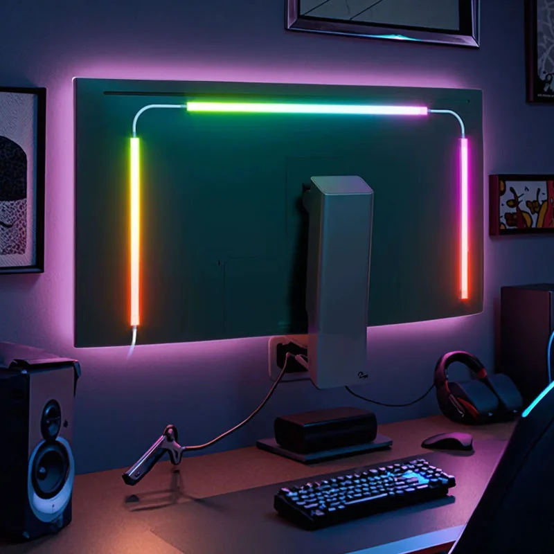 

Умная игровая RGB подсветка, окружающее освещение, дисплей, потоковое красочное светодиодное освещение для игрового настольного экрана, синхронизация