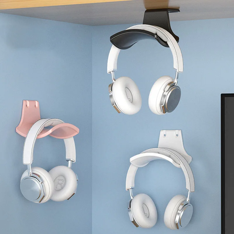 Colgador de auriculares montado en la pared, soporte Universal para auriculares debajo del escritorio, gancho para mochila, soporte de exhibición de