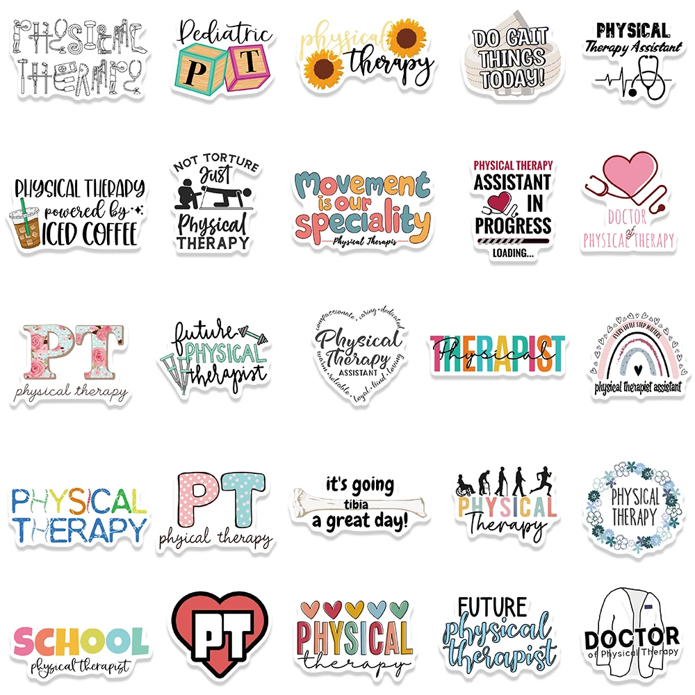 50pcs Funny Physical Therapis Stickers For Laptop Luggage Skateboard Notebook Scrapbook Waterproof Stickers