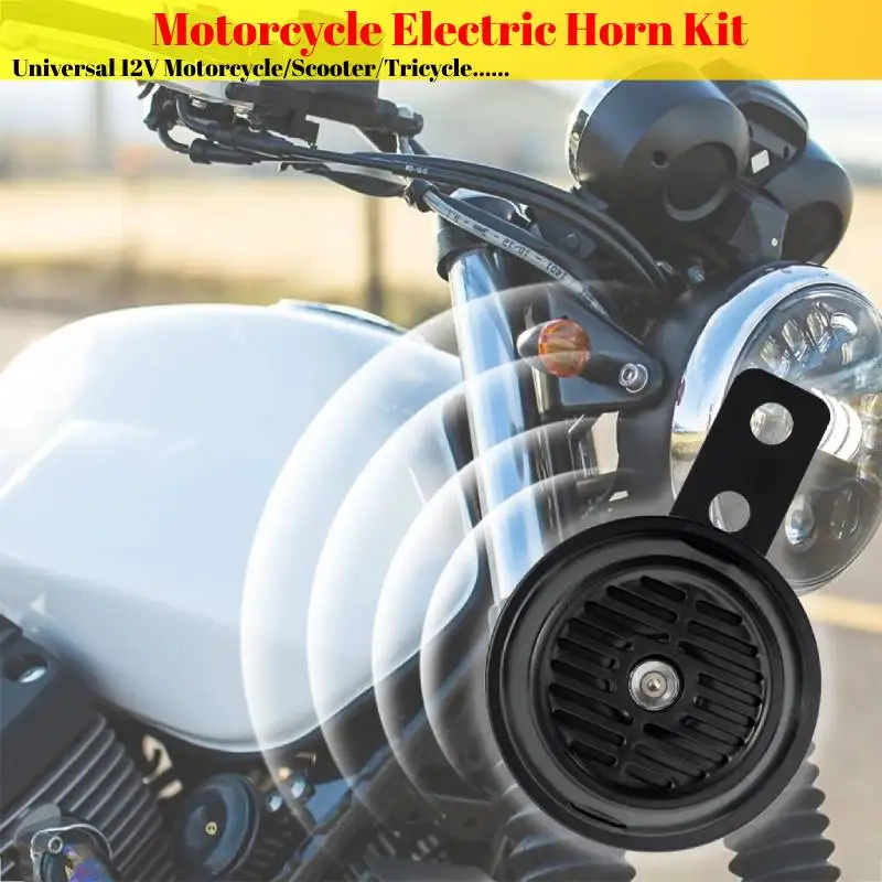 Motorrad Universelle Wasserdichte Runde Laute Horn Lautsprecher Elektrische Hupe Kit 12V Horn 1,5 A 105db Signal Für Motorrad Zubehör