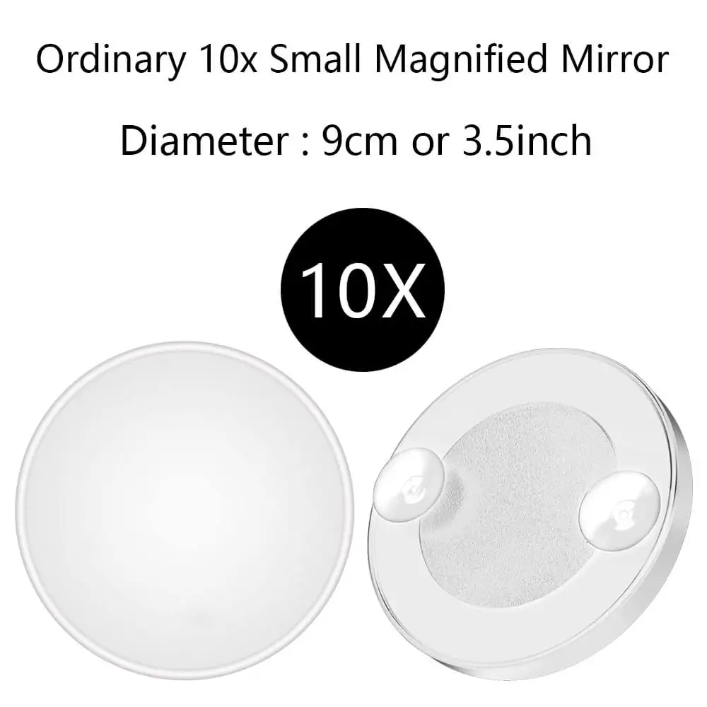 10X Magnifier Mirror Portable Hand Vanity Glass Suction Cup LED Light Makeup Mirror Illuminated Bathroom Cosmetic Mirror