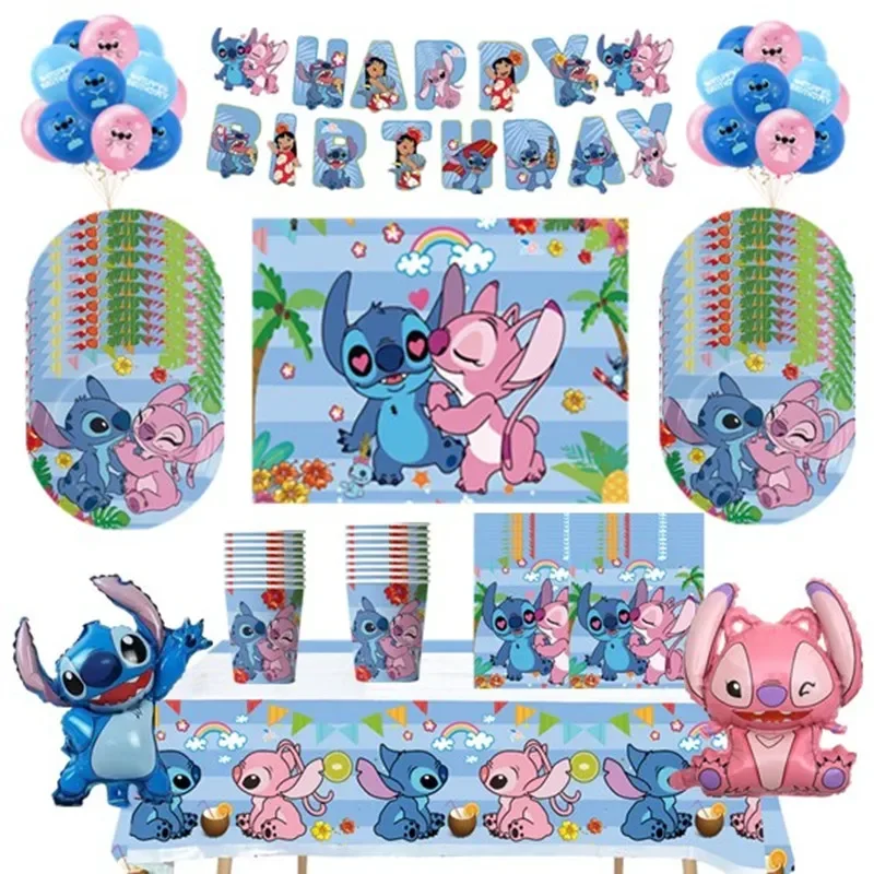 

Lilo&Stitch Theme Balloon Birthday Party Decorations Paper Tableware Plates Cups Napkin Banner Holiday DIY Parti Supplies