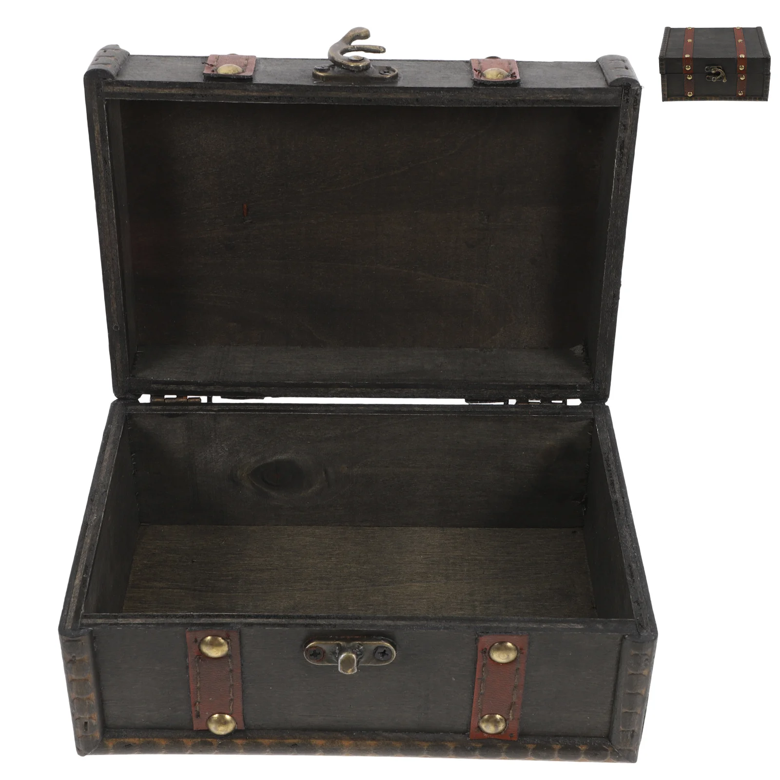 

Деревянный винтажный ящик для хранения с откидной крышкой для сувениров и ювелирных изделий, деревенский сундук с сокровищами, декоративная коробка-органайзер для дома