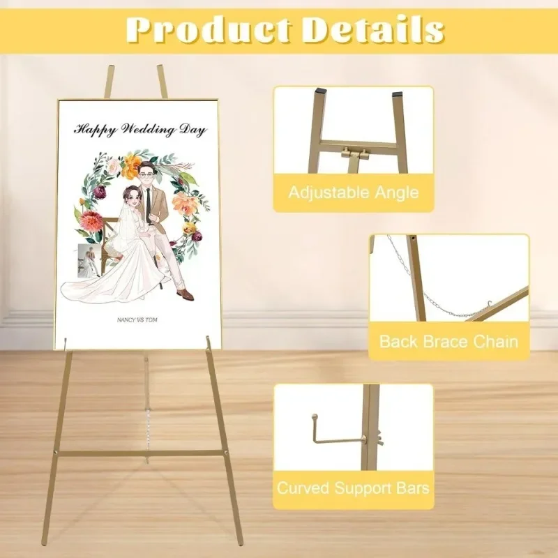 2 Pack Easel Stands Floor Easel Display Stand Height Adjustable for Weddings Shops Exhibitions Paintings Welcome