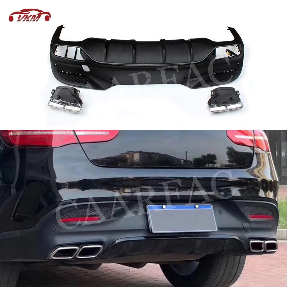 For W292 Rear Bumper Lip Diffuser with Exhaust Tips For Benz GLE Class W292 C292 GLE63 AMG coupe 2016 -2018 Back Bumper Guard