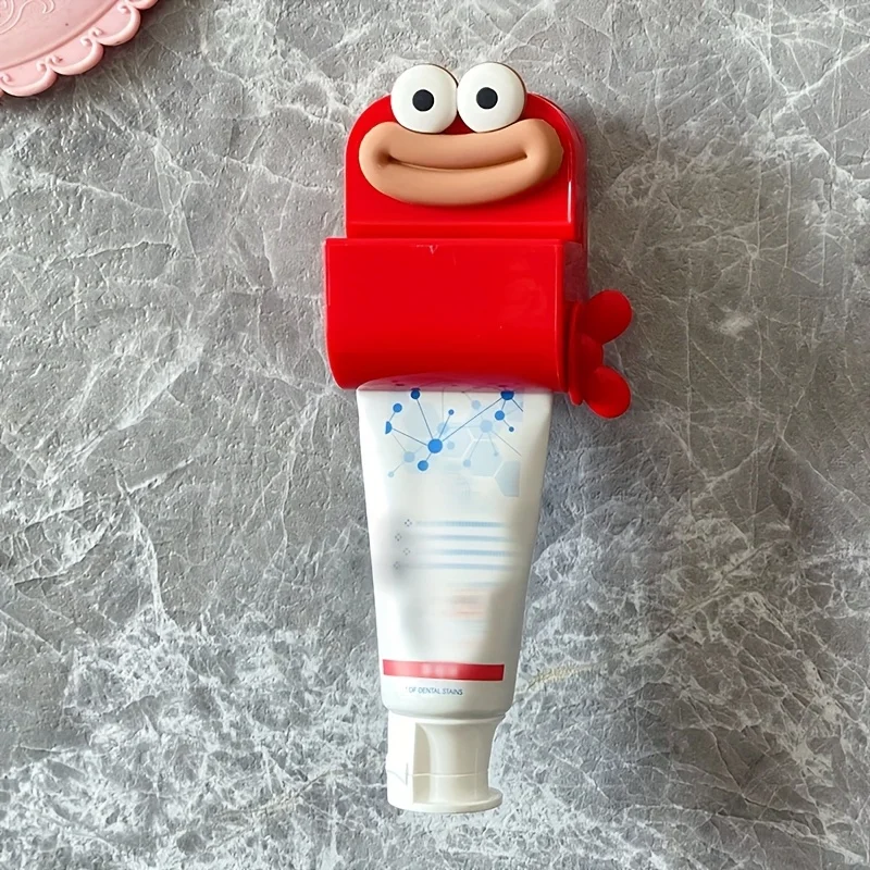 Cute suction cup wall-mounted toothpaste dispenser, facial cleanser and toothpaste divider, manual toothpaste tool