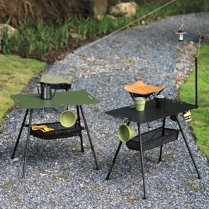

Lightweight Hiking BBQ Beach Table Camping Foldable Backpacking Table Outdoor Camping Army Green Aluminum Table with Bag