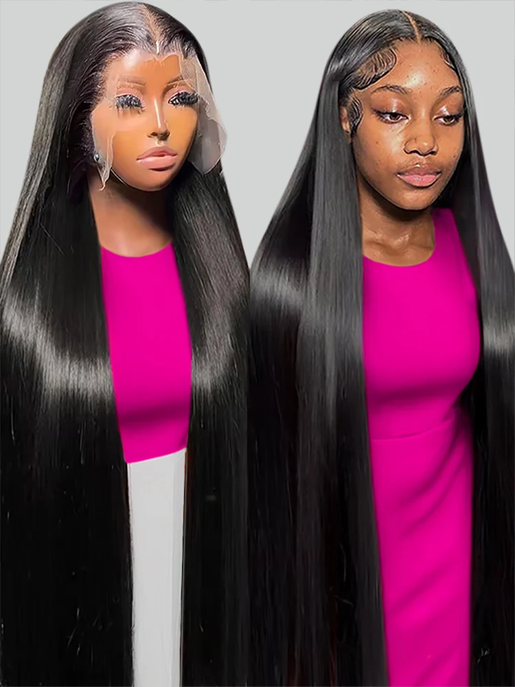 

13x4 Lace Front Wigs 250% Density Pre Plucked Straight 13x4 Transparent Lace Frontal Wigs Closure Wigs for Black Women 40 Inch