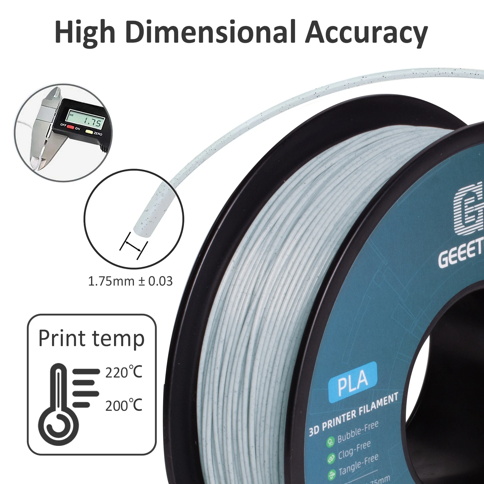 Geeetech Like Marble PLA 3D Printer Filament Plastic 1kg 1.75mm,Tangle-Free, 3d printing wire materialsvacuum packaging