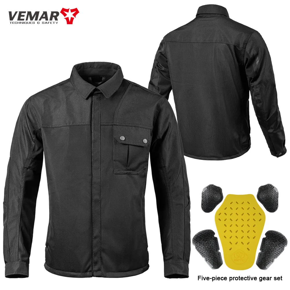

Men Black Vintage Motorcycle Jacket Summer Mesh Breathable Moto Riding Jacket Coat CE Protective Gear Motorbike Clothing M-5XL