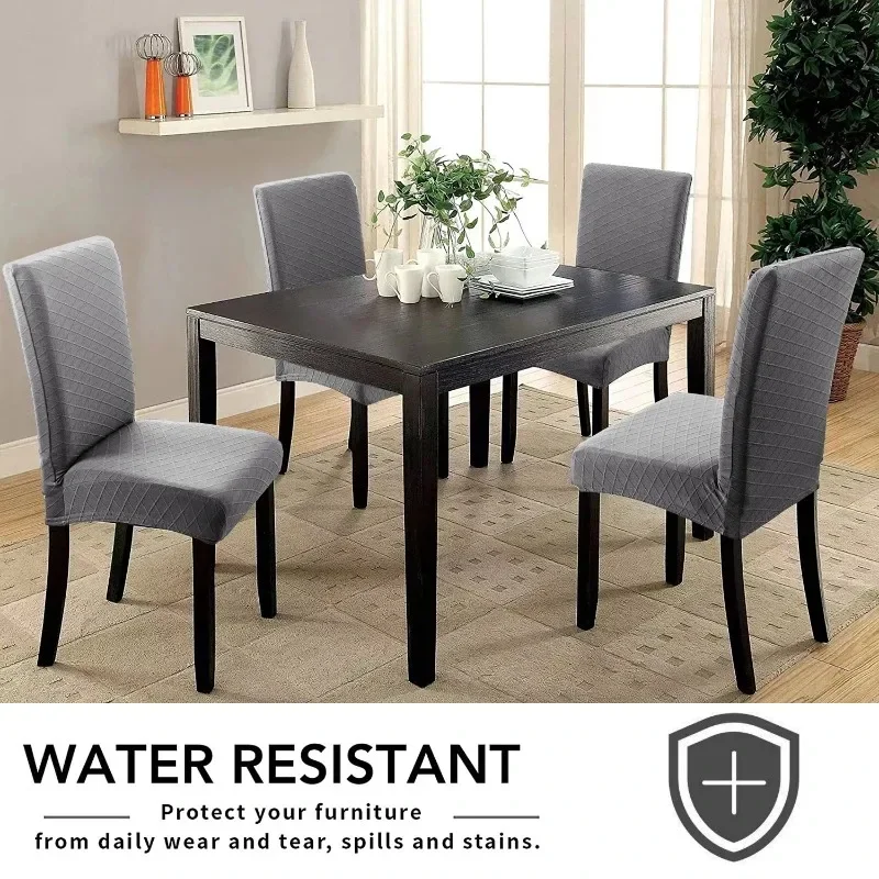 1/2/4/6pcs Diamond Grid Pattern Chair Cover Waterproof Jacquard Elastic Chair Protector for Kitchen Restaurant Wedding Decor
