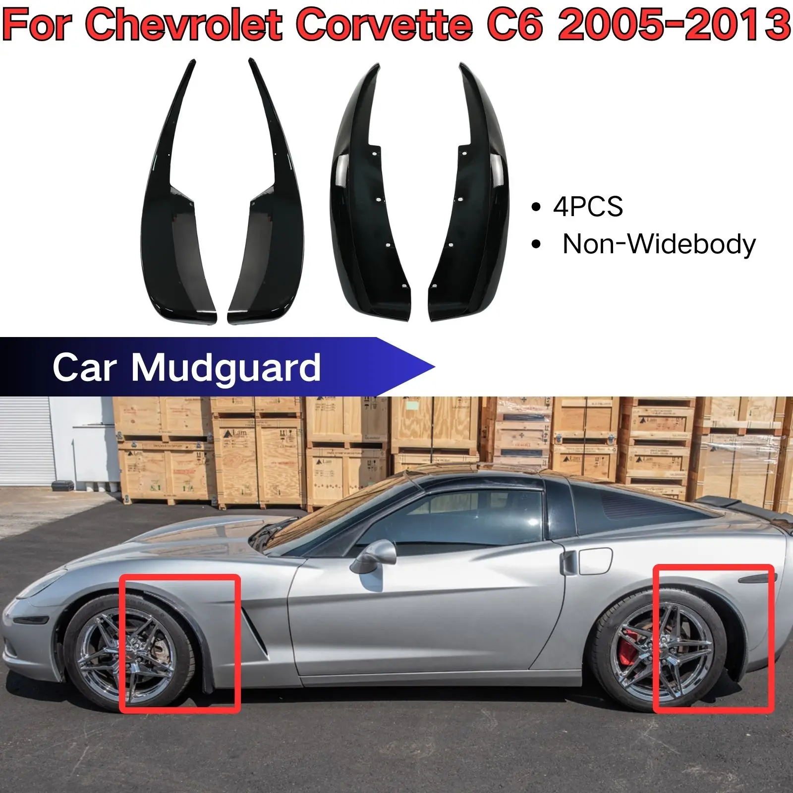 For Chevrolet Corvette C6 2005 2006-2013 Car Mudguard Front Rear Splash Guards 4PCS Non-Widebody Cars Accessories Body Kit