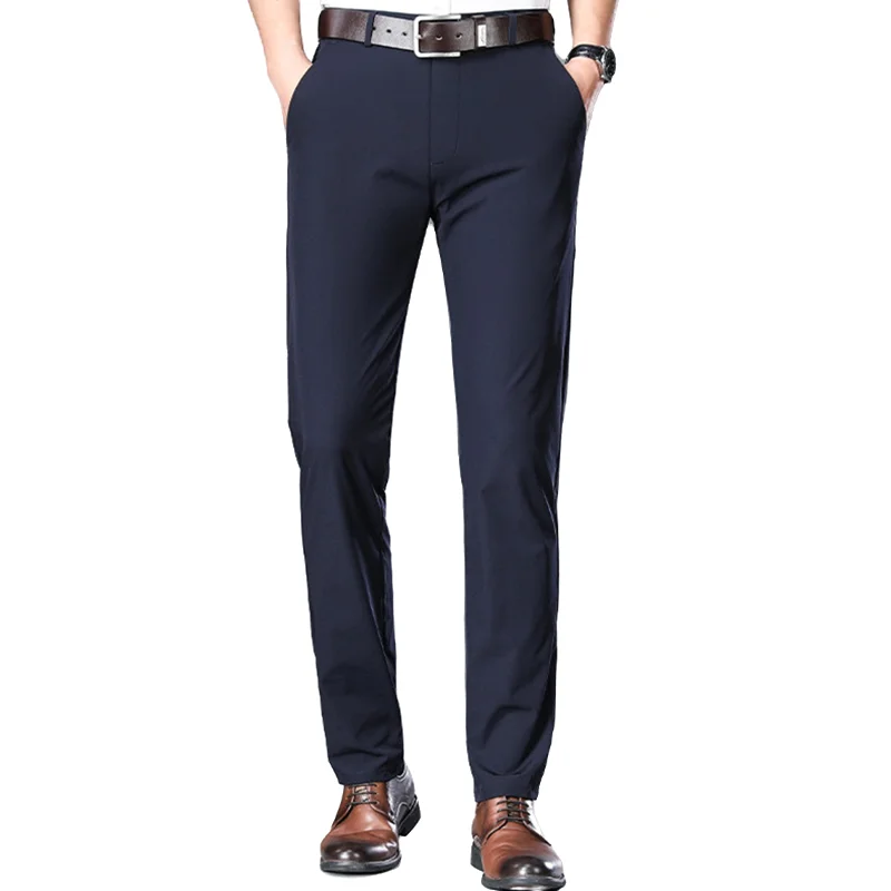 

Men's Trendy Suit Trousers - New Solid Color Nylon Blend High-Stretch Business Casual Pants for Commuting & Comfortable Work