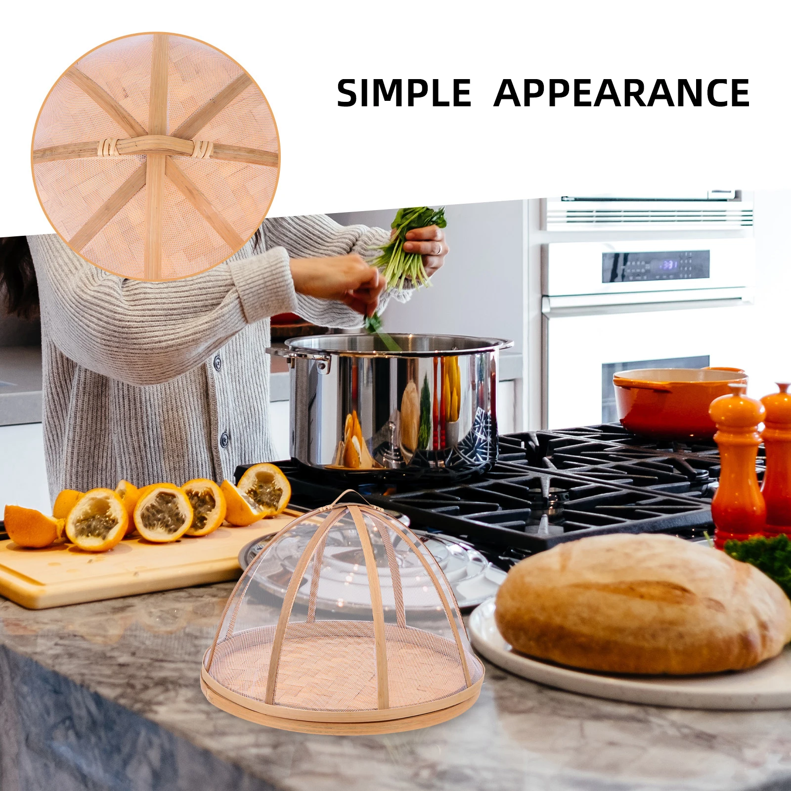 

Mosquito Dish Cover Storage Prevention Dish Cover Protection Bamboo Wicker Round Shape Insect Proof Kitchen Tool