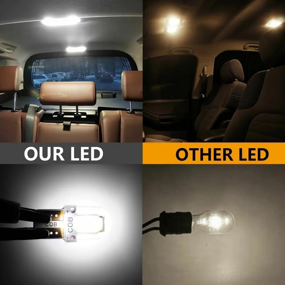 20 قطعة السوبر مشرق T10 194 168 W5W 2825 COB لوحة ترخيص LED مصابيح كهربائية داخلية 6000K 12V سيارة LED