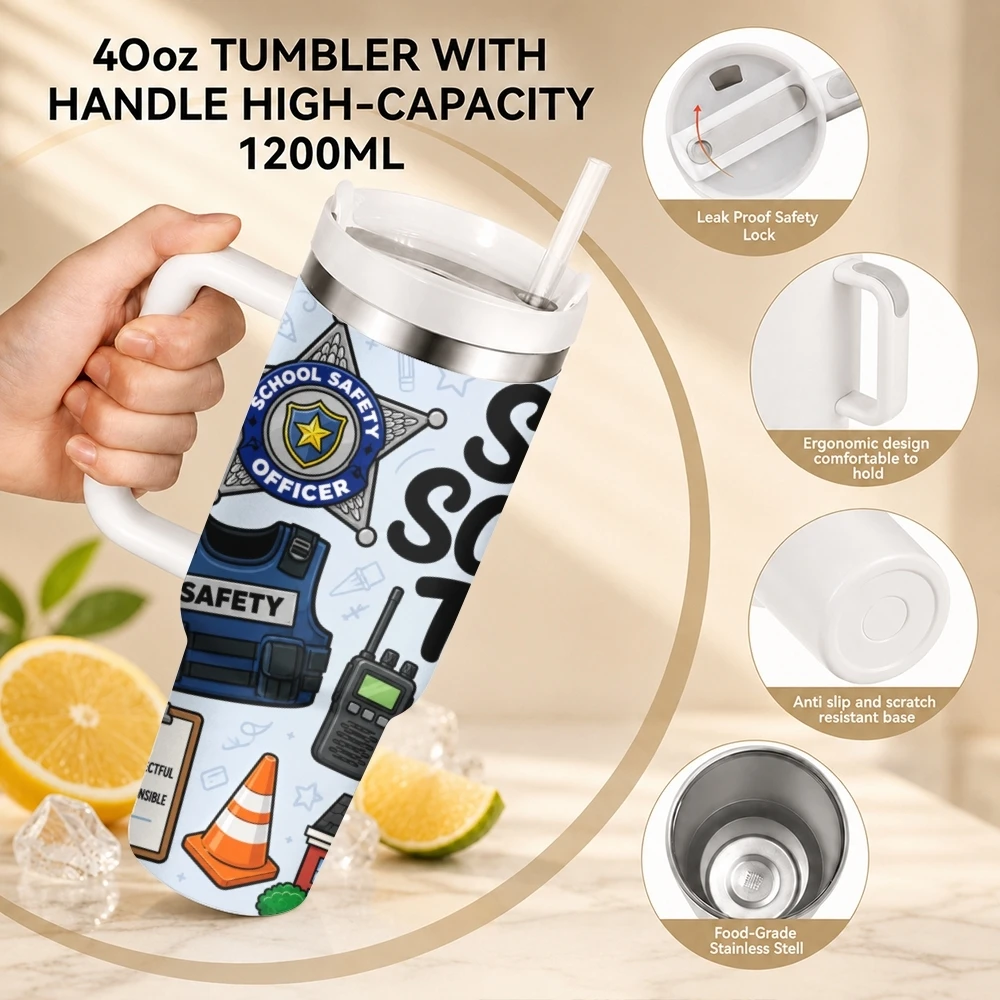 Campus Guardians Vacuum Flasks 40oz Stainless Steel Travel Tumbler with Handle Straw Lid Double Wall Vacuum Insulated