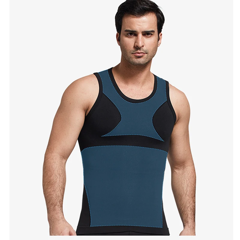 Men Body Shaper Slimming Corset Chest Binder Underwear Seamless Control Abdominal Tank Tops - Image 2