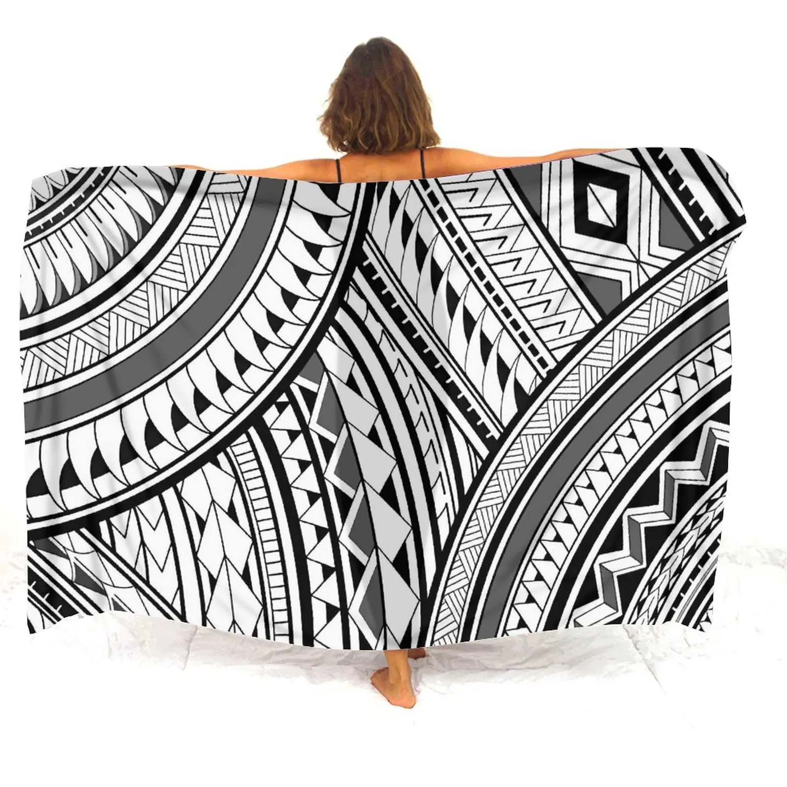 Polynesian Tribe Totem Tattoo Print Apron Women'S Beach Wear Elegant Cover Up Holiday Party Clothing