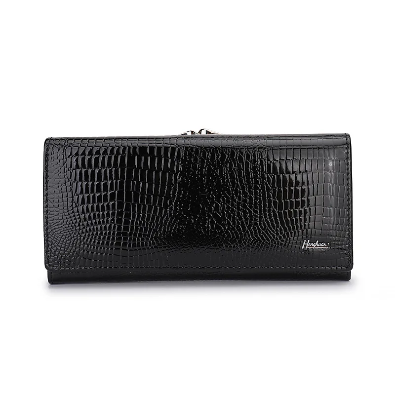 Fashion Export Lady Leather Wallet Painted Crocodile Pattern Chic Clutch Big Capacity Women Purse