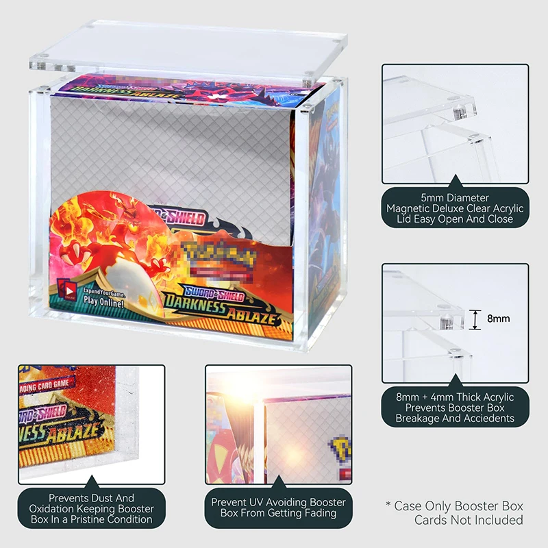

Акриловый защитный чехол Booster Box толщиной 8 мм + 4 мм, прозрачный акрил, магнитная застежка 5 мм, удобная верхняя загрузка, совместимость