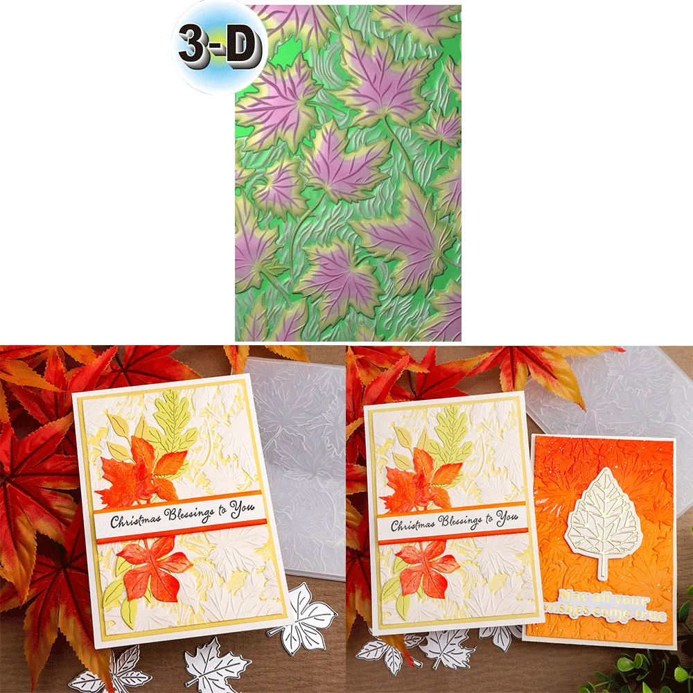 Autumn Maple Leaf 3D Embossing Folder and Matching Dies for Adding Textured Detail To Paper Crafting Card Making Supplies